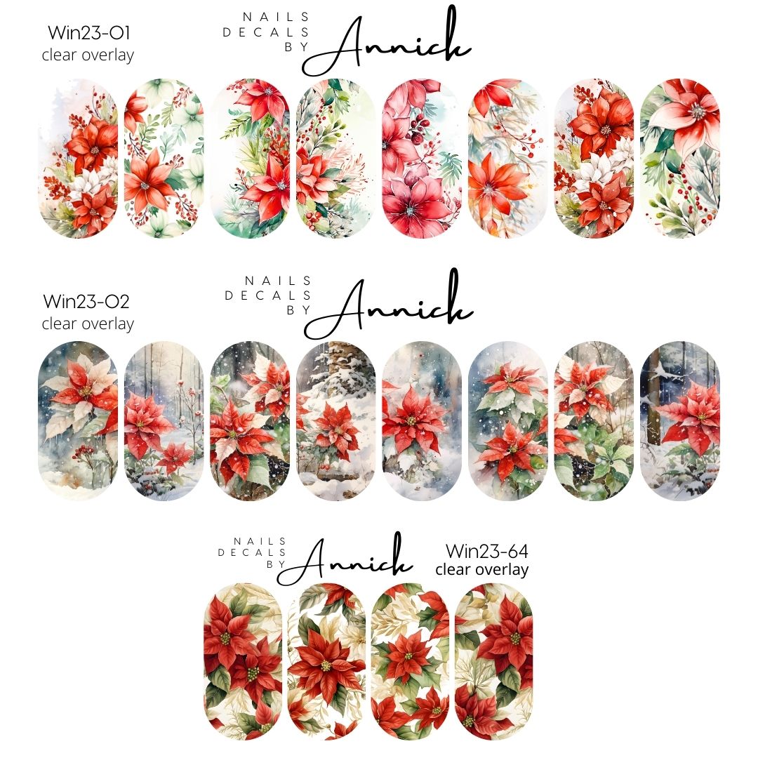 Christmas Winter flowers waterdecals for nails www.j4funboutique.com