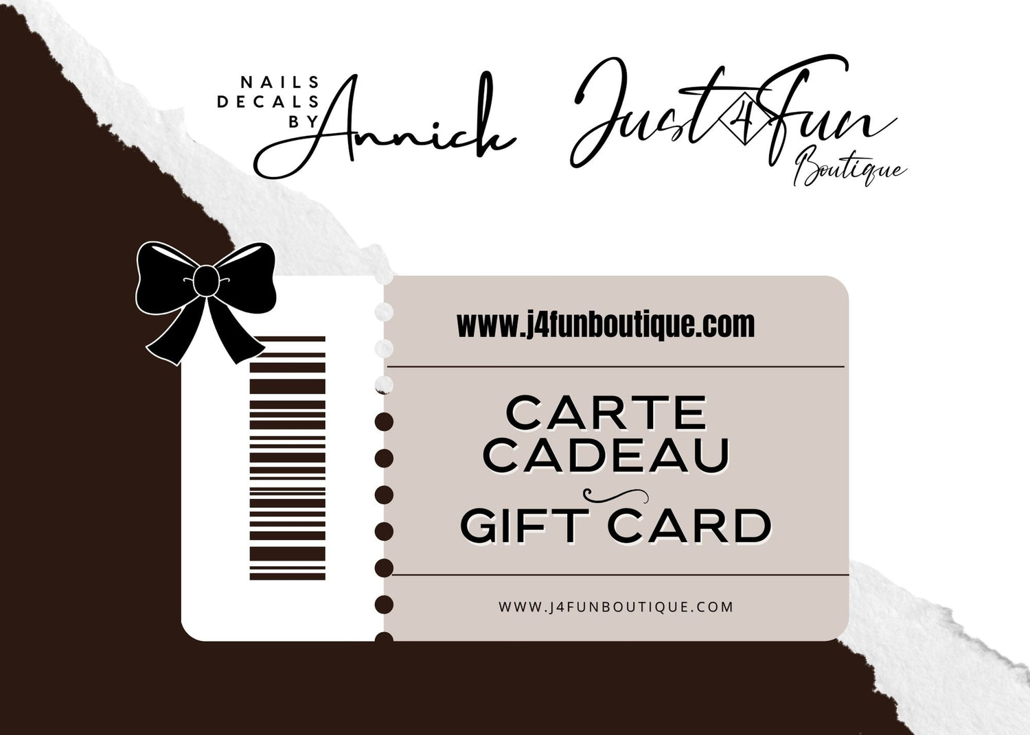 carte cadeau-gift card www.j4funboutique.com