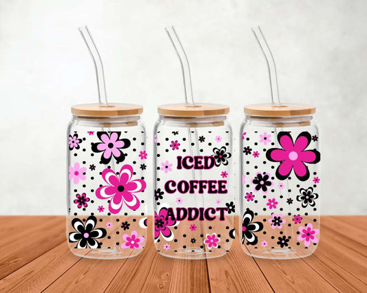 ICED COFFEE ADDICT - Enveloppement UV DTF cup wrap Just4Fun Boutique