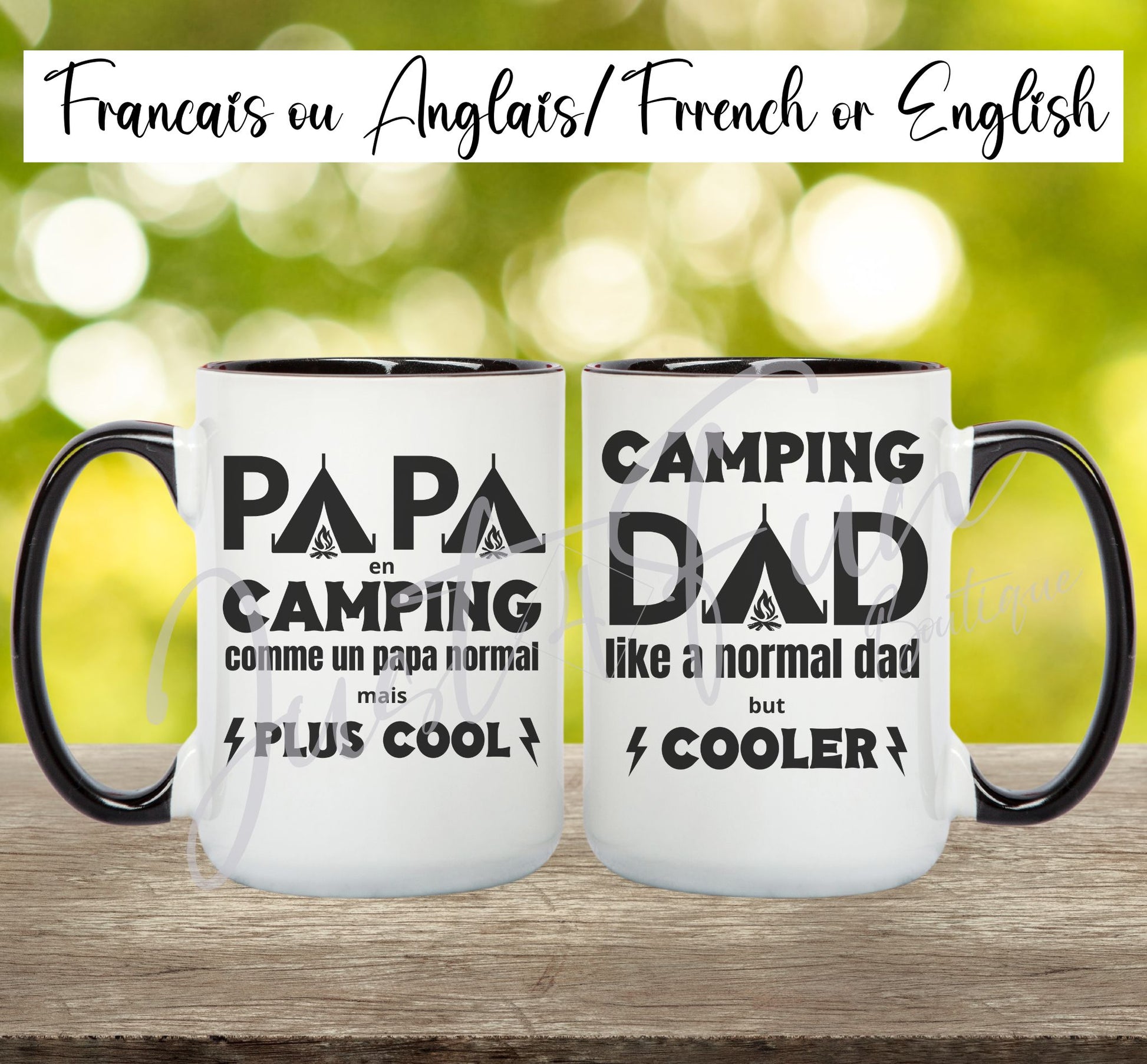 Camping dad/Papa en camping custom mug www.j4funboutique.com