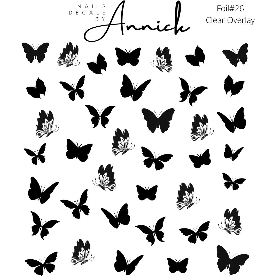 Butterflies Metallic Nail Water Transfer Decals