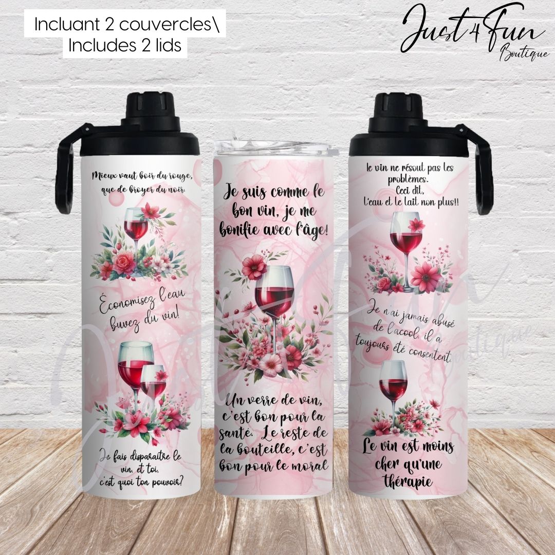 Citation humoristique sur le vin  2in1 tumbler www.j4funboutique.com