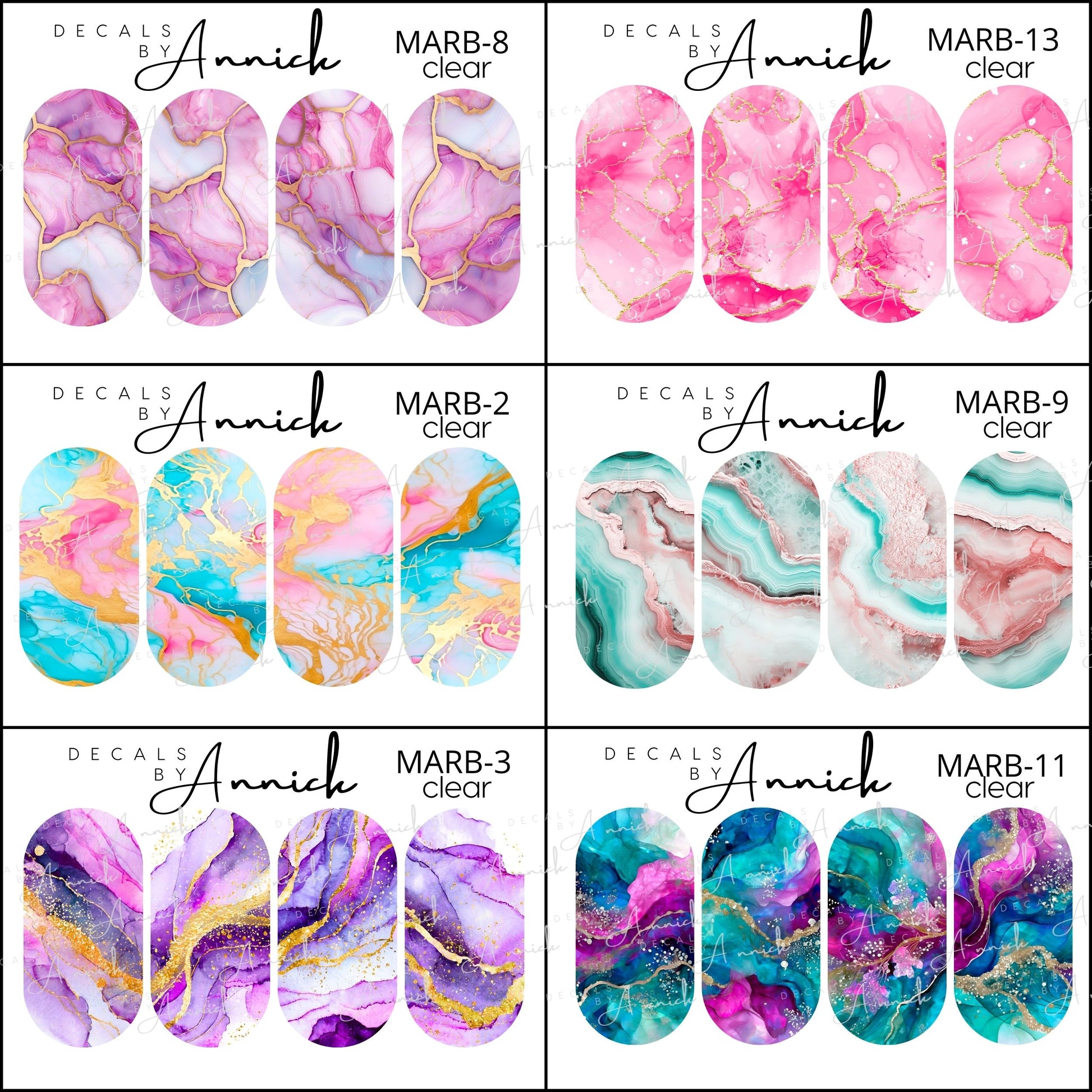 marble effect nails decals www.j4funboutique.com