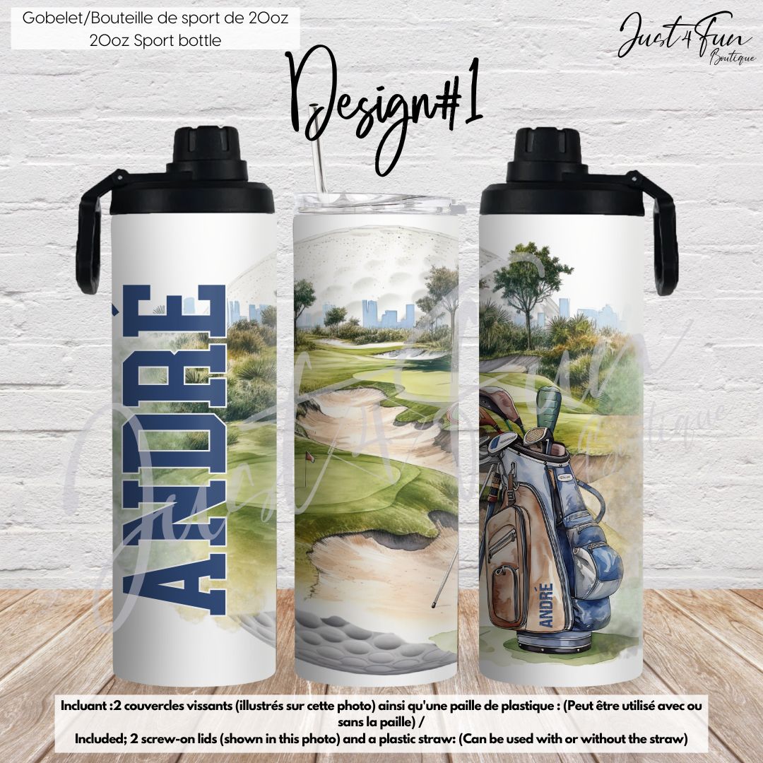 Custom golf 2in1 Sport bottle www.j4funboutique.com