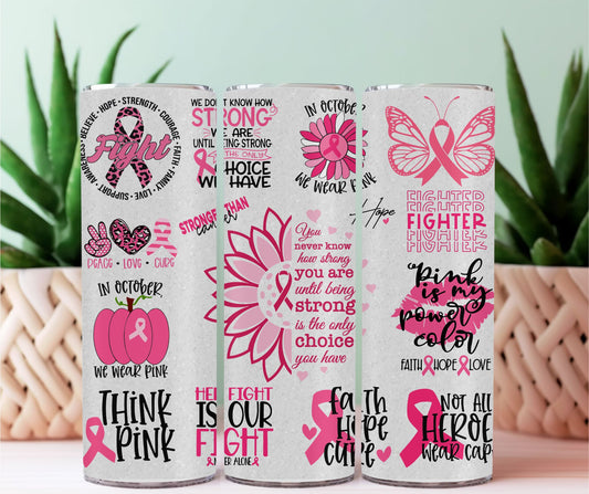 www.j4funboutique.com pink october Breastcancer fight 20oz tumbler
