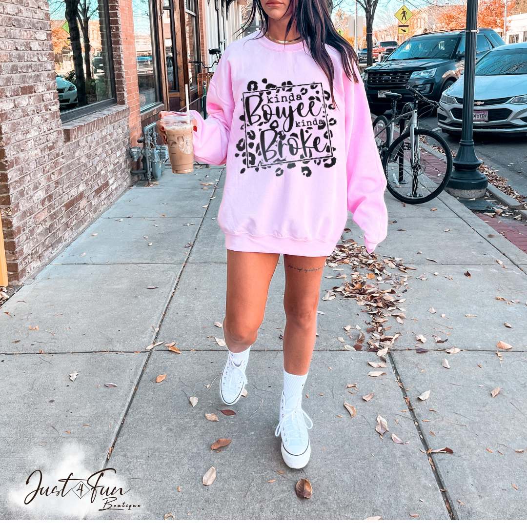 www.j4funboutique.com Kinda Boujee Kinda Broke hoodie/sweatshirt