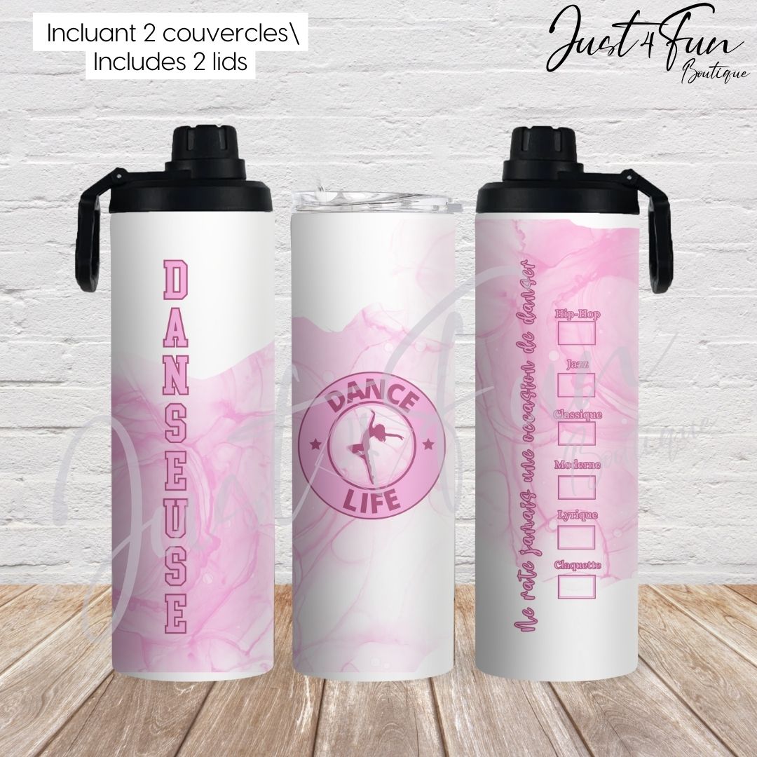 Danseuse Dual lids 20oz Sport bottle 