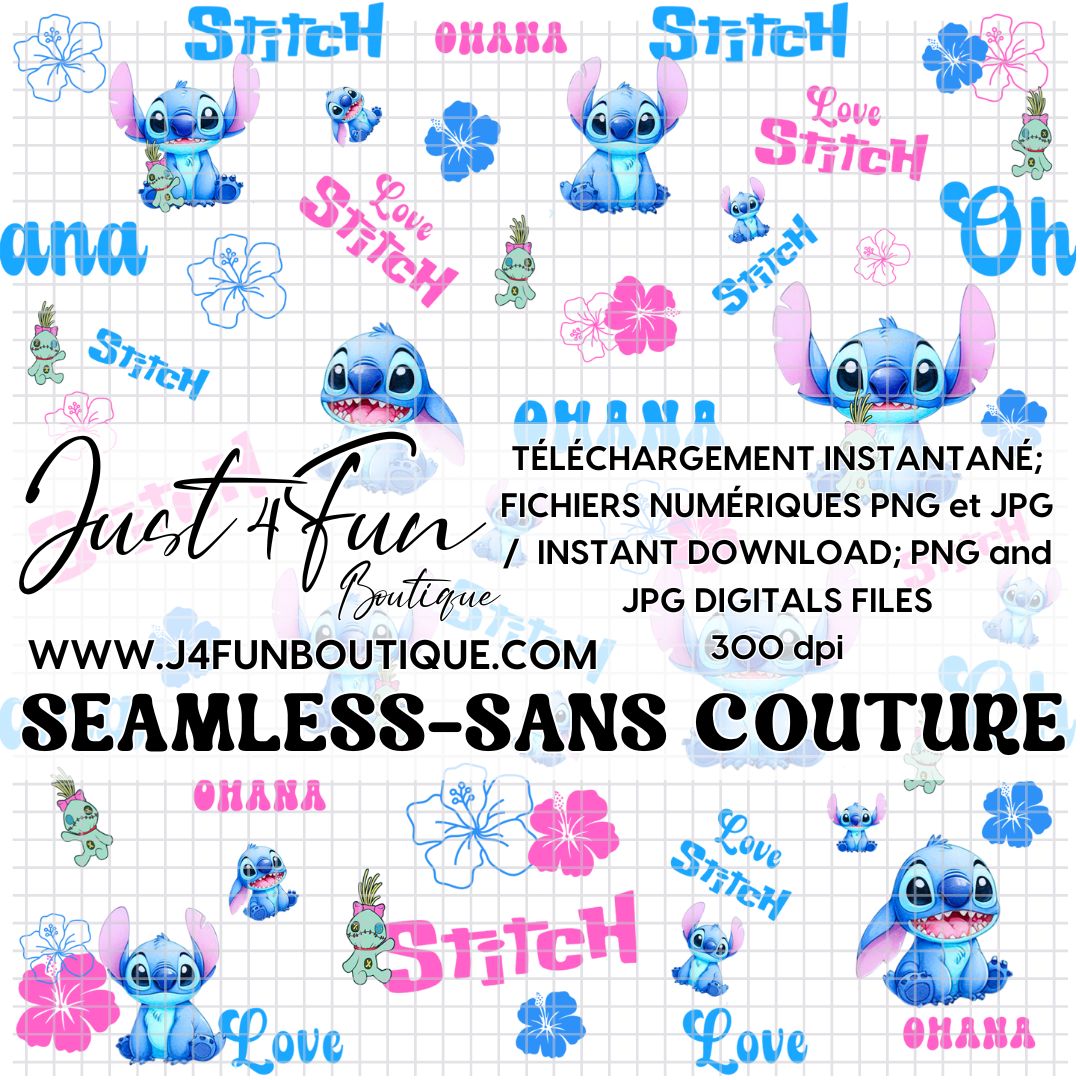 SEAMLESS STITCH OHANA pattern digital files www.j4funboutique.com