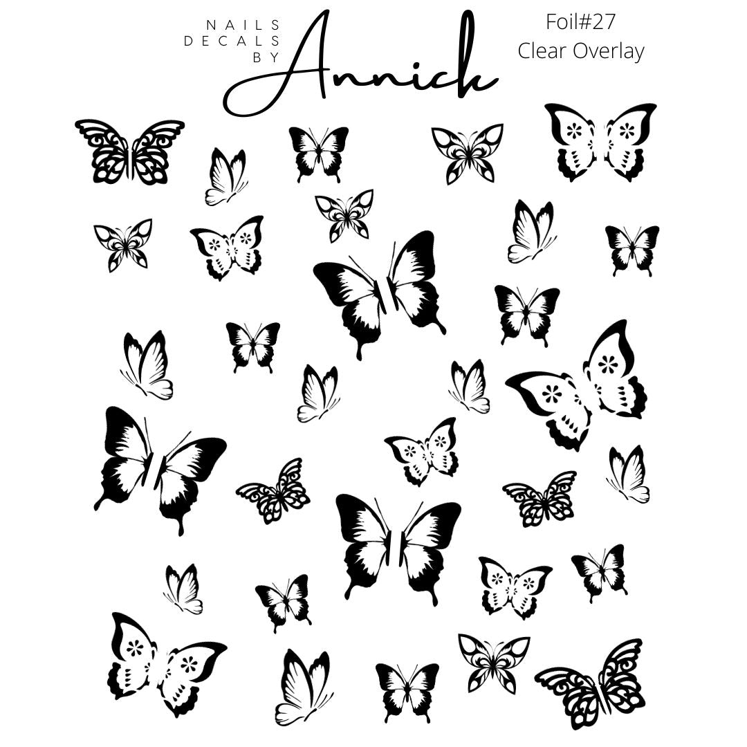 Butterflies Metallic Nail Water Transfer Decals