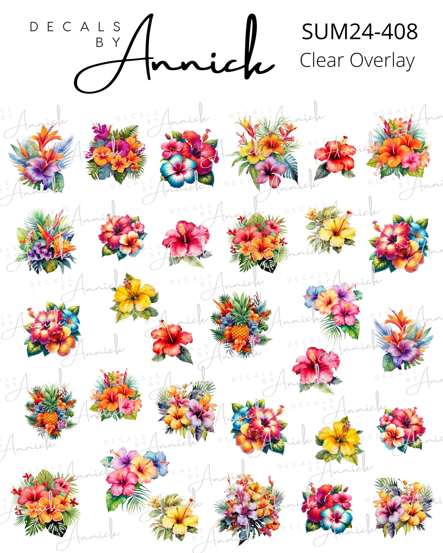 Hibiscus summer decals for nails www.j4funboutique.com