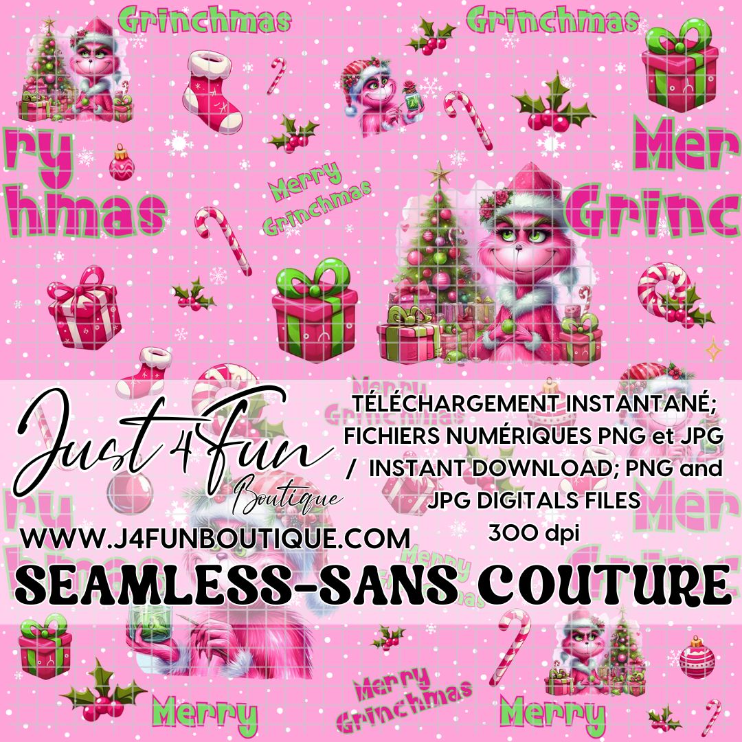 MERRY GRINCHMAS PINK PNG files www.j4funboutique.com