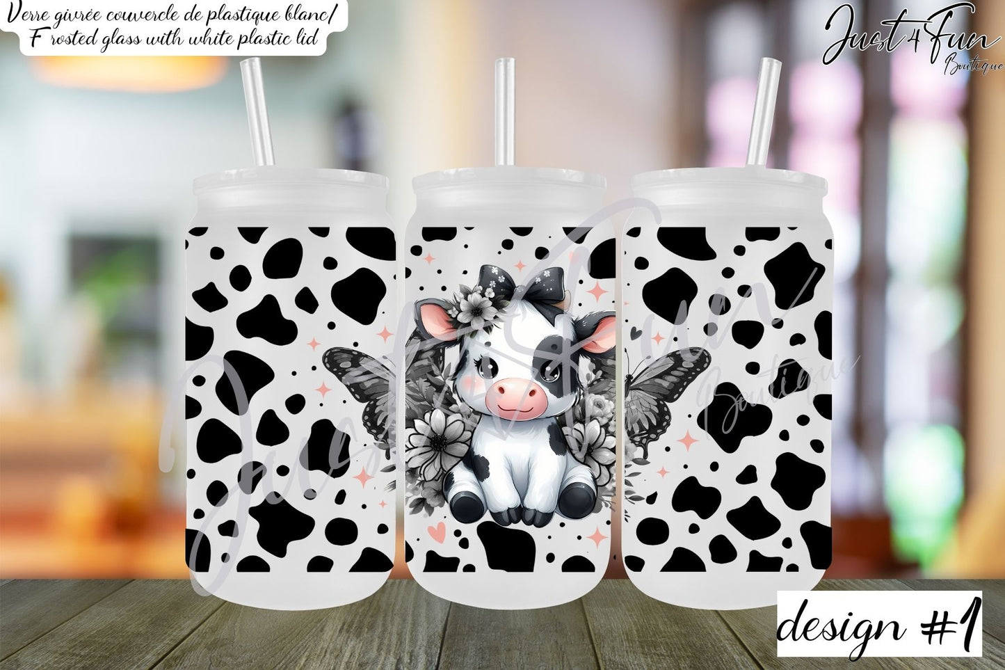 Cute Cows 16oz Iced Coffee Tumbler or 15oz Frosted Mug 