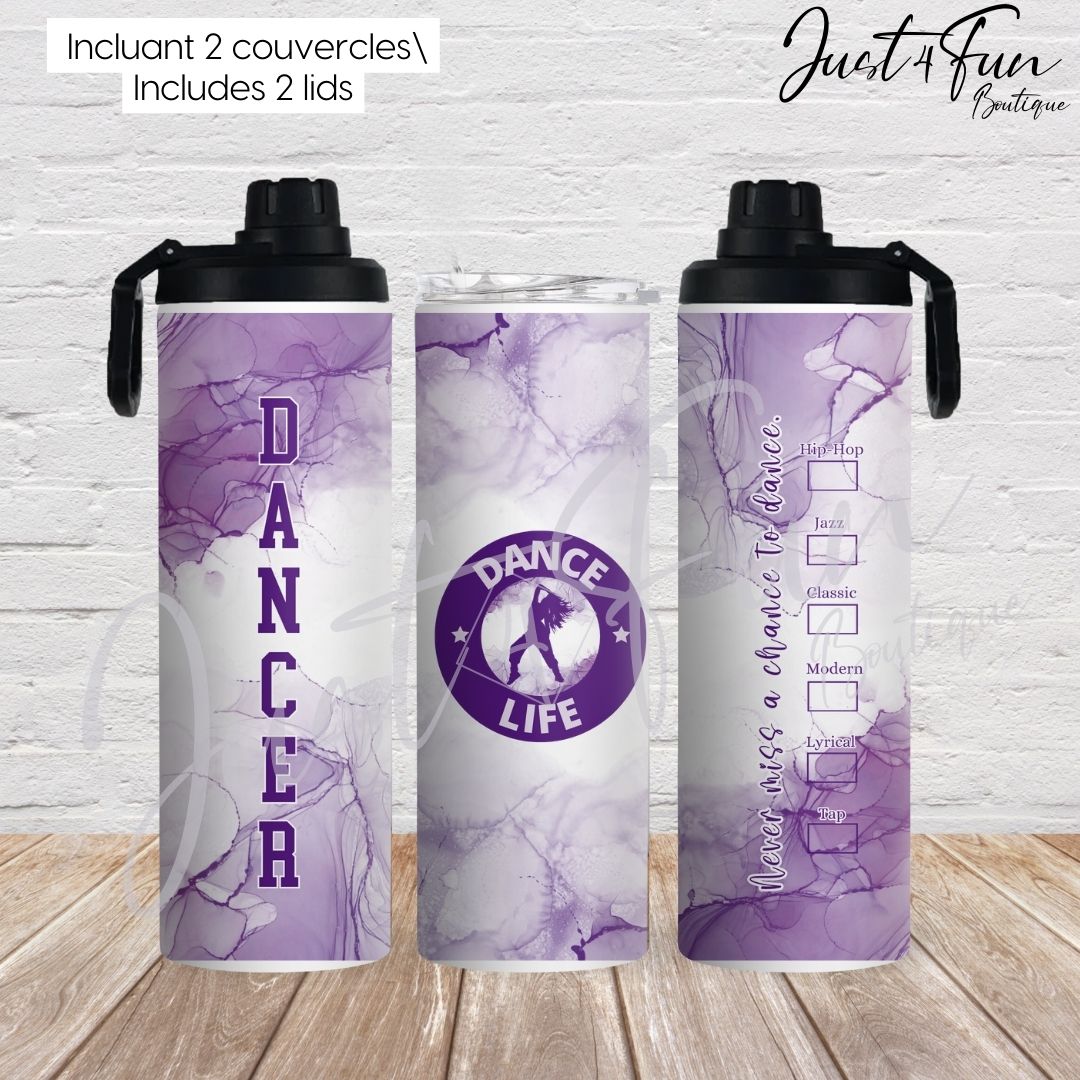 Dance Dual lids 20oz Sport bottle 