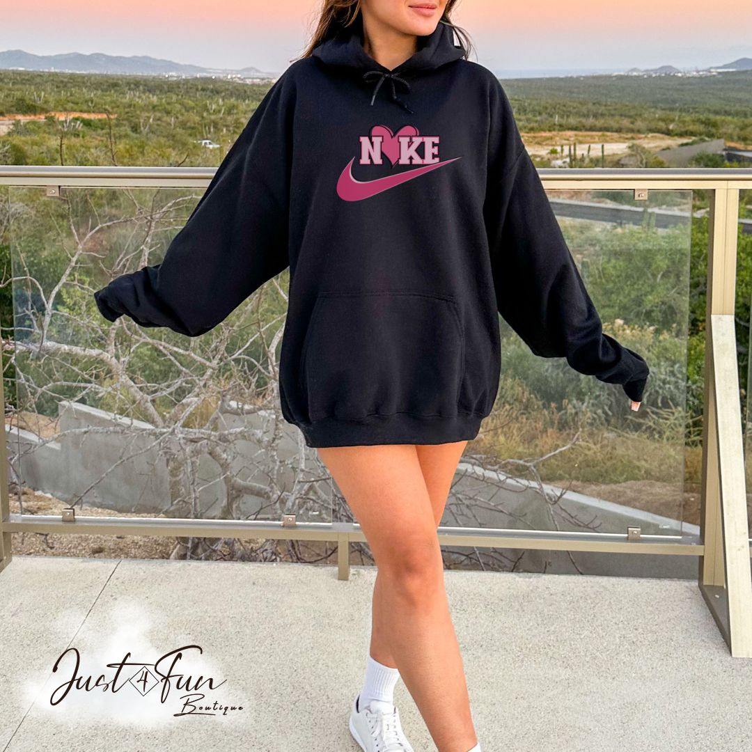 www.j4funboutique.com Nike Pink heart hoodie/sweatshirt