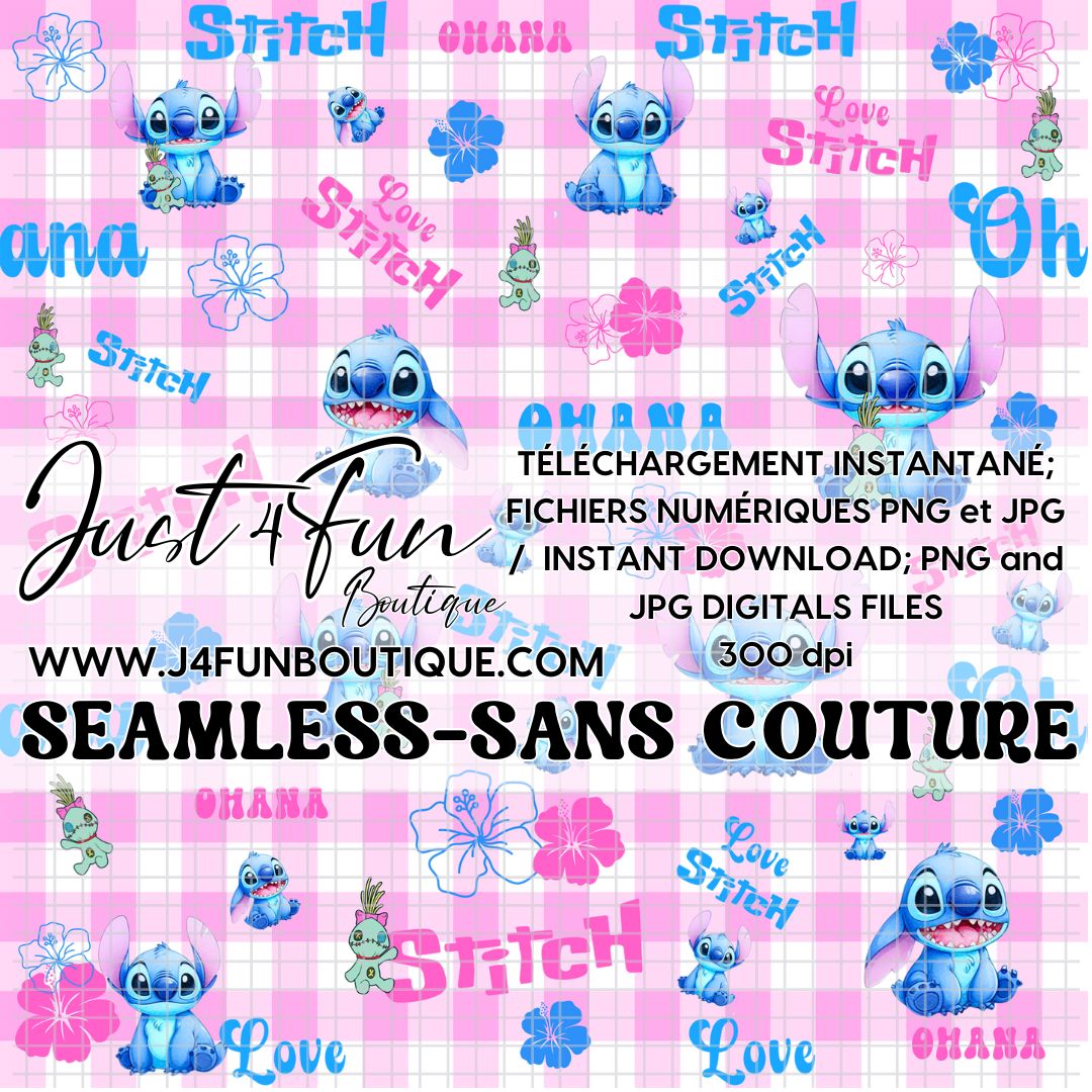 SEAMLESS STITCH OHANA pattern digital files www.j4funboutique.com