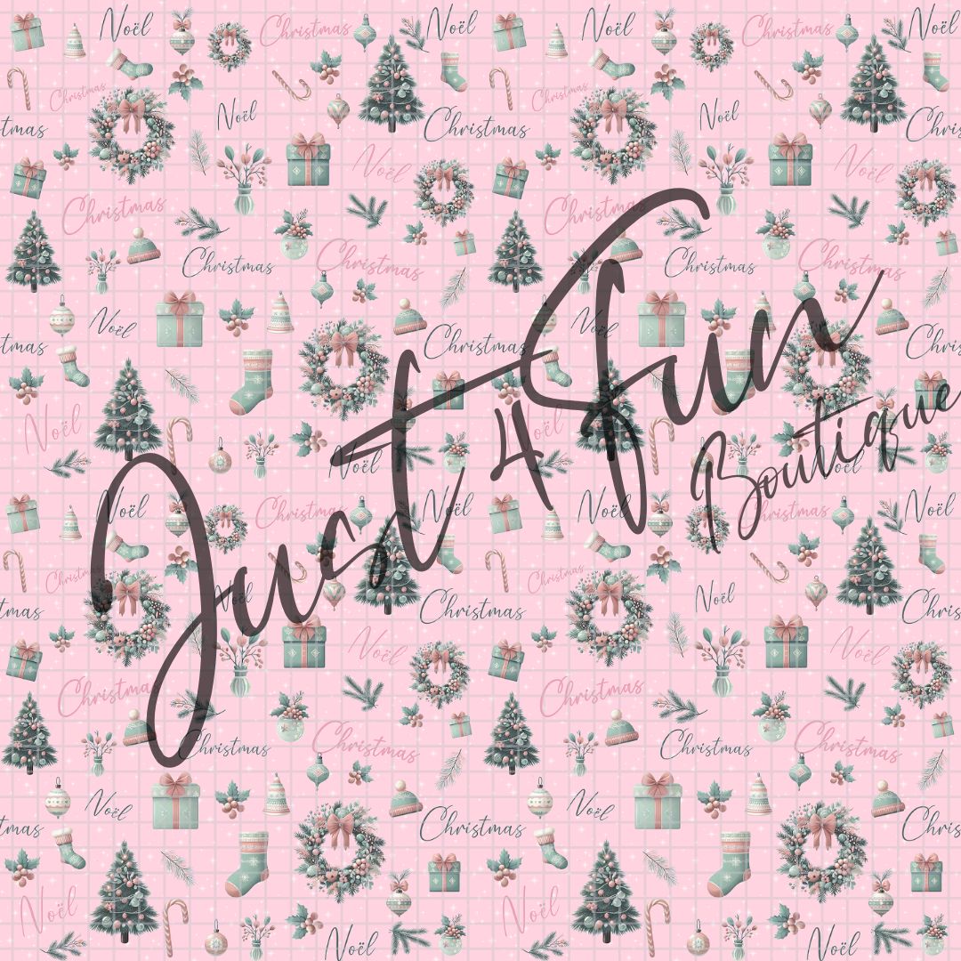 PInk and Mint Christmas SEAMLESS Pattern digital files www.j4funboutique.com