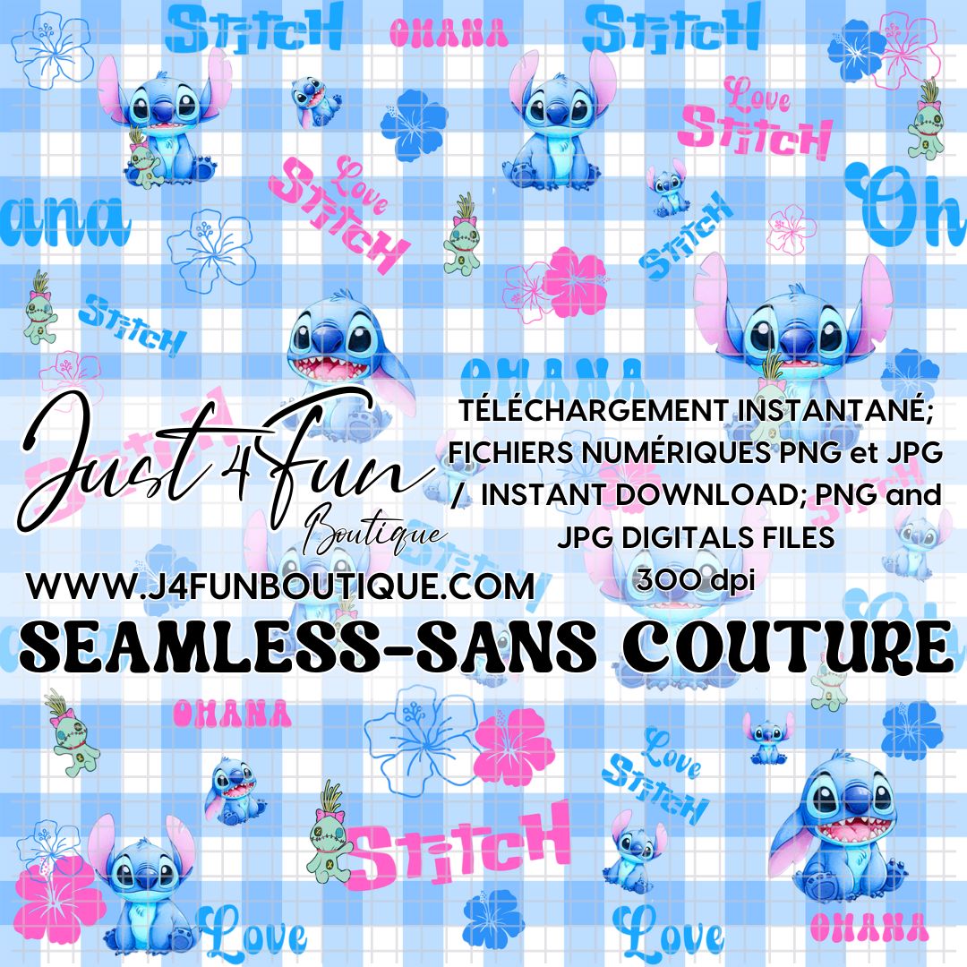 SEAMLESS STITCH OHANA pattern digital files www.j4funboutique.com