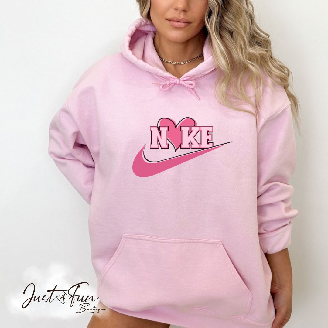 www.j4funboutique.com Nike Pink heart hoodie/sweatshirt