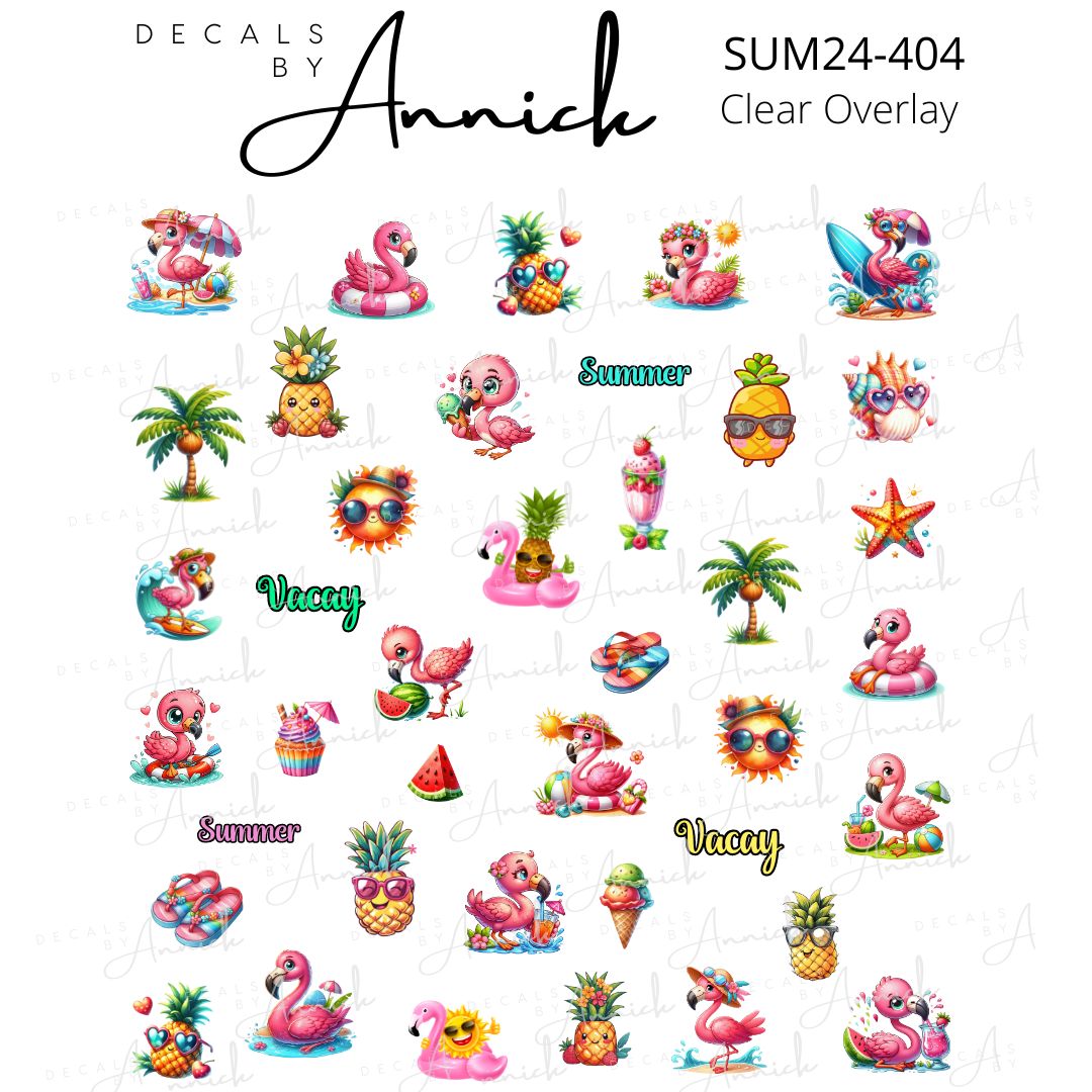 Summer FLAMINGO  decals for nails www.j4funboutique.com