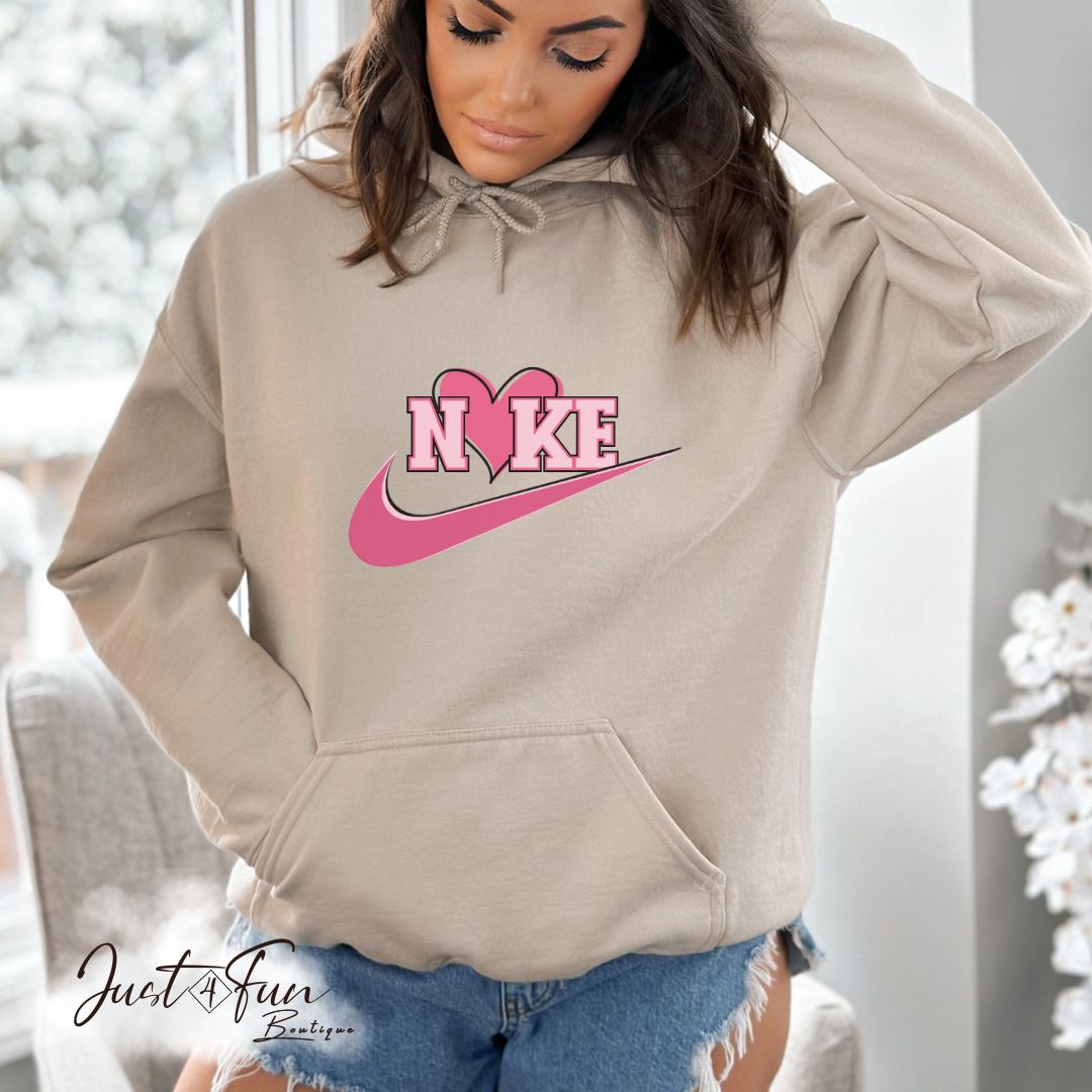 www.j4funboutique.com Nike Pink heart hoodie/sweatshirt