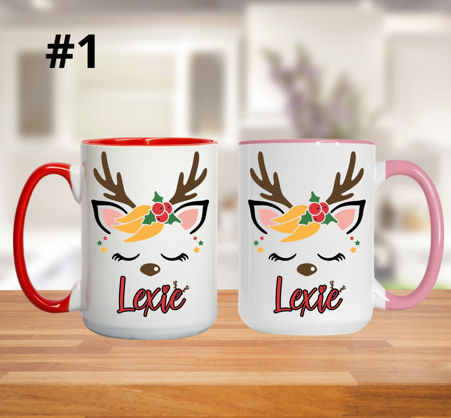 Customizable 15oz mug pretty little reindeer