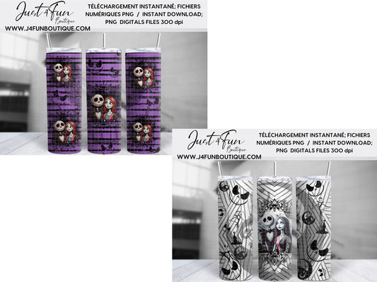 Jack & Sally PNG tumbler files www.j4funboutique.com