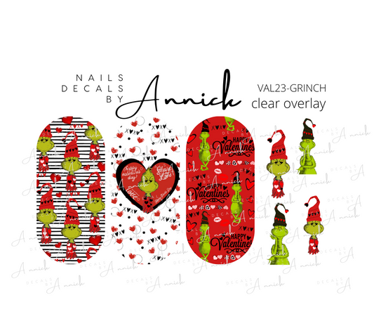 The Grinch valentine's Waterdecal for nail www.j4funboutique.com