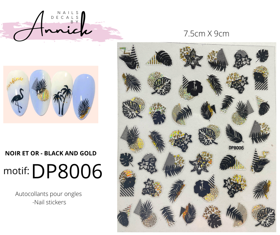 Autocollants pour ongles d'été or et noir Nails Stickers summer black and gold