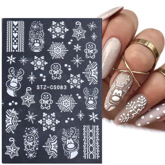 Autocollants pour ongles BLANC d'hiver