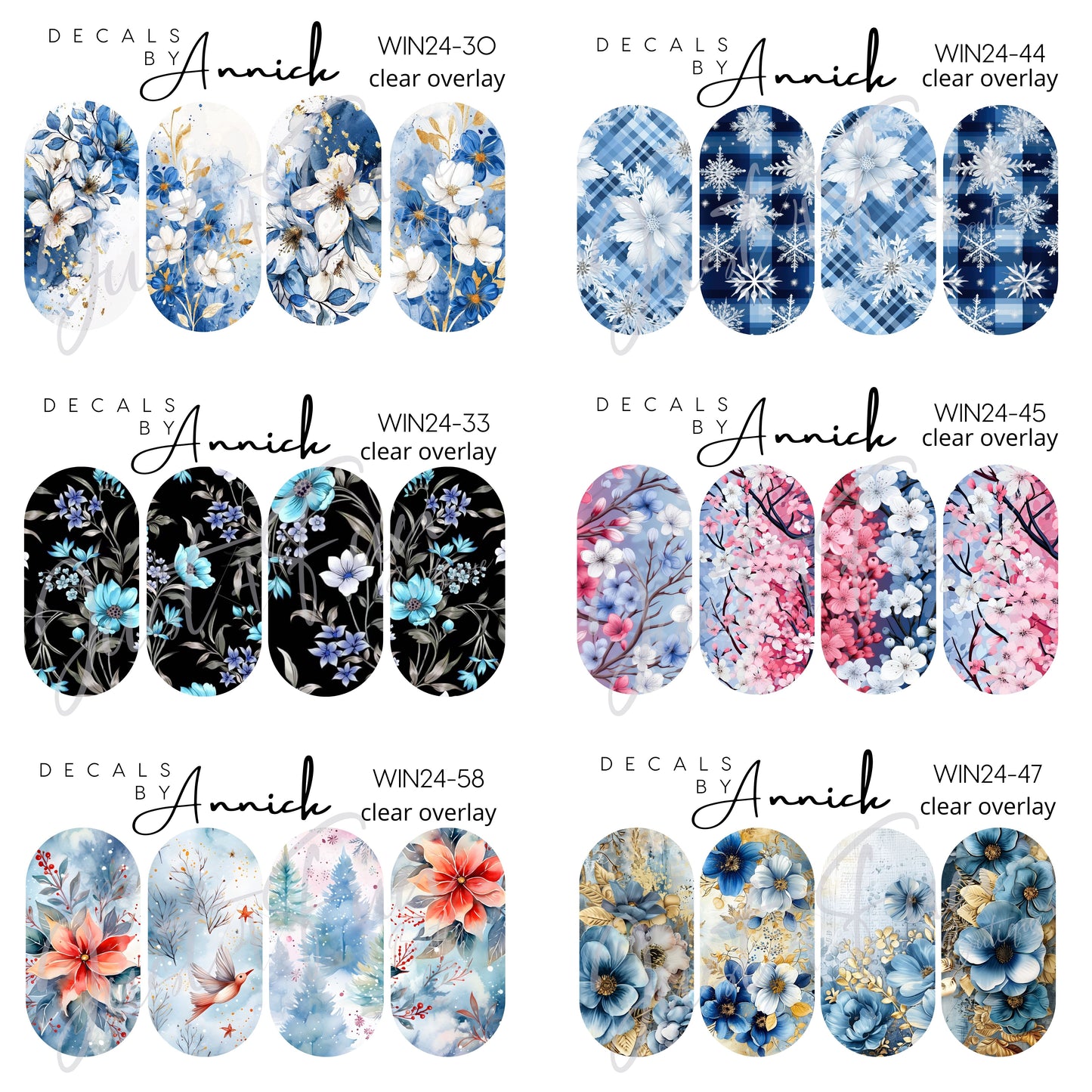 Winter/Christmas flowers nail decals www.j4funboutique.com