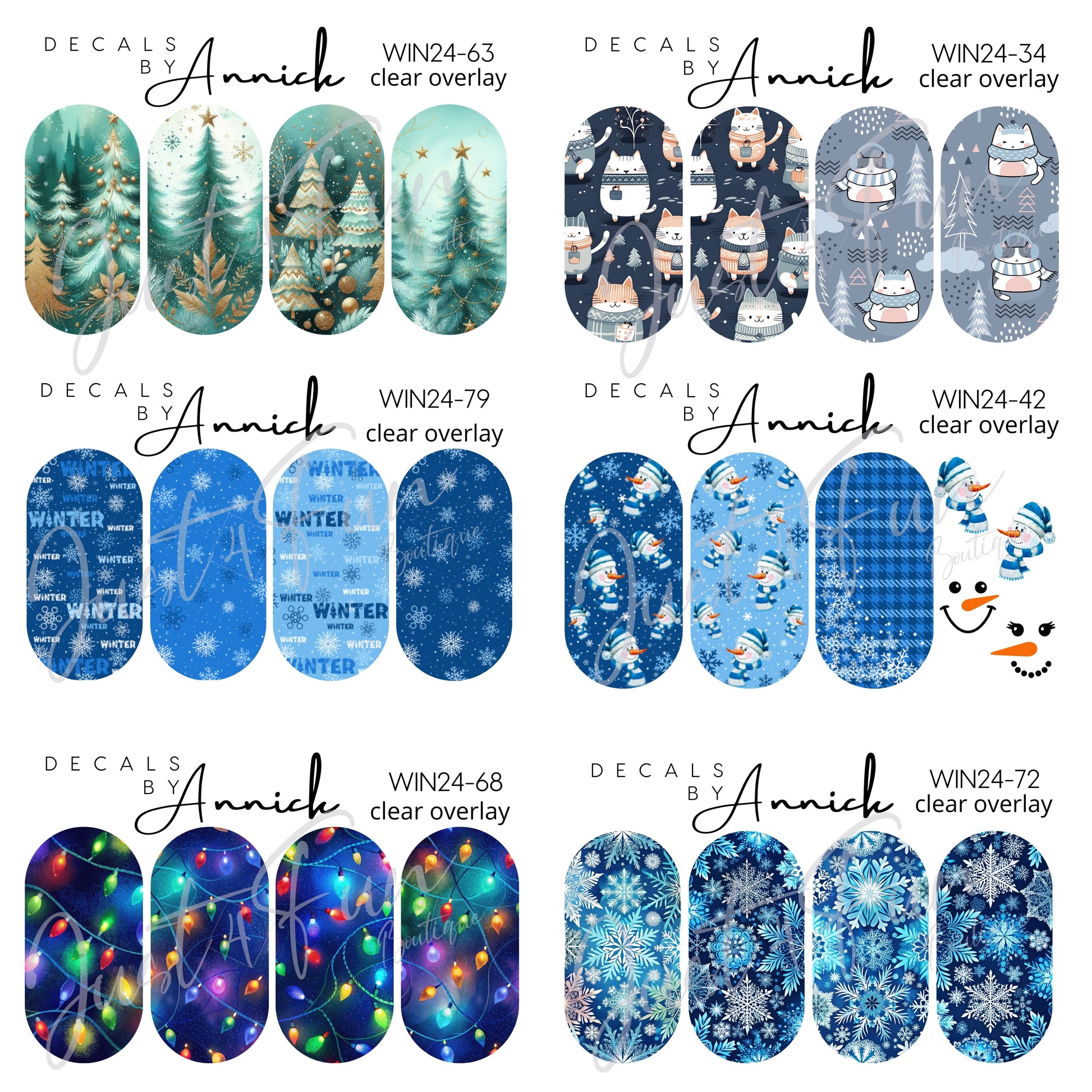 Winter/Christmas decals for nails www.j4funboutique.com