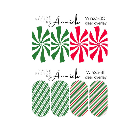  Christmas candy cane  waterdecals for  nails www.j4funboutique.com