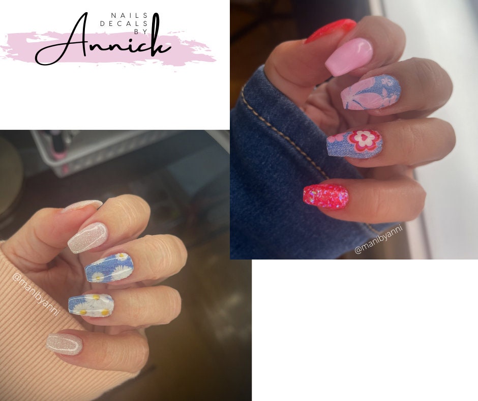 Waterslide decals for nails jeans and flowers