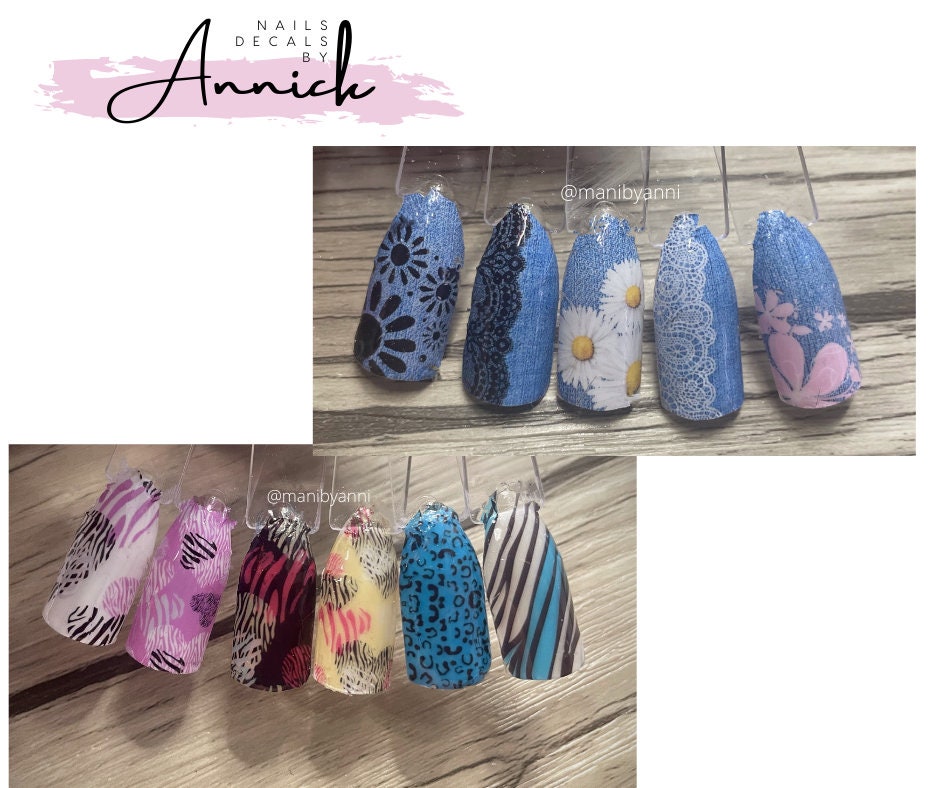 Waterslide decals for nails jeans and flowers