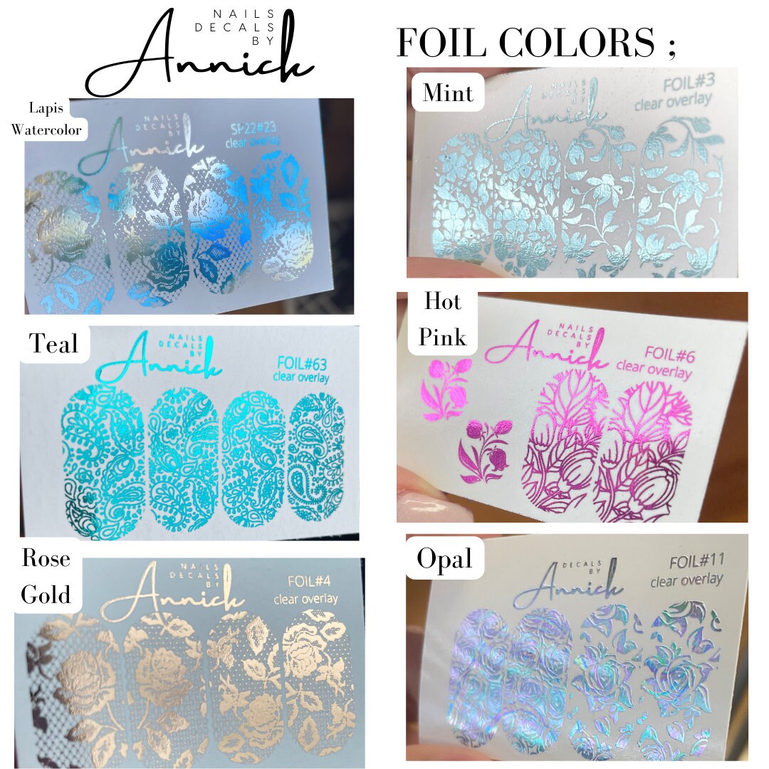 Water transfer decals for metallic nail fairies / FOILS Waterslide decals for nails Fairies