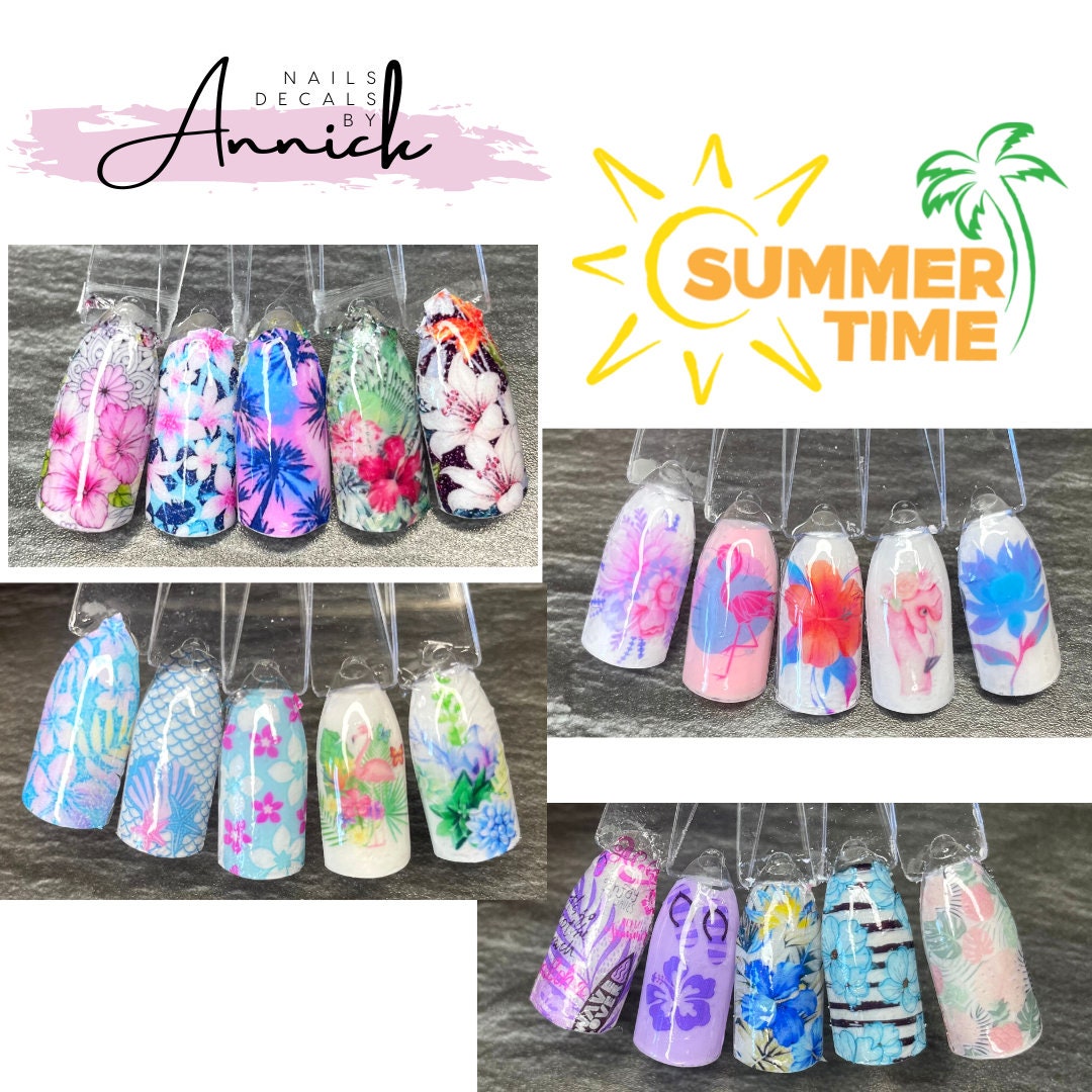 Water Transfer Nail Decals Summer flowers