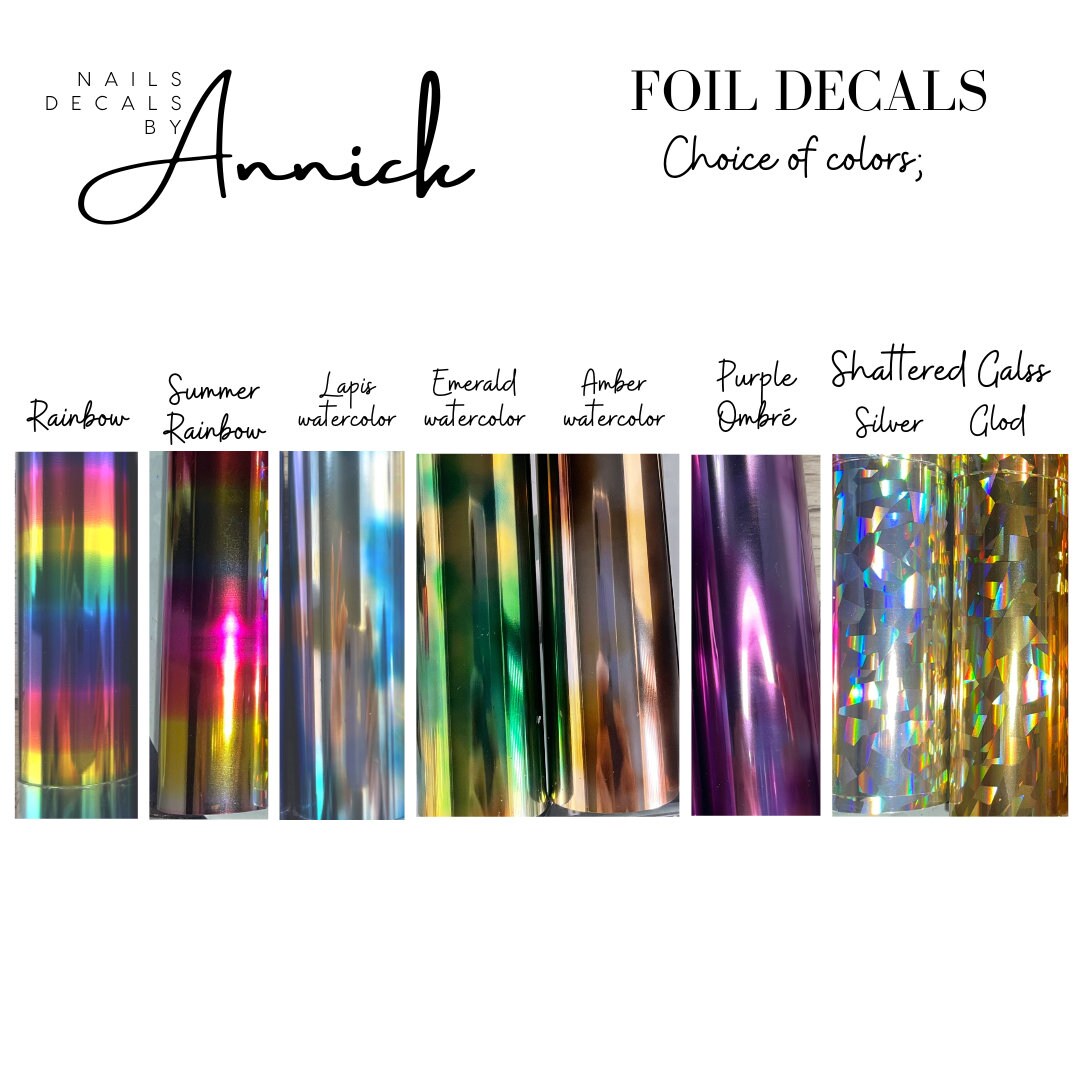 Water transfer decals for metallic nail fairies / FOILS Waterslide decals for nails Fairies