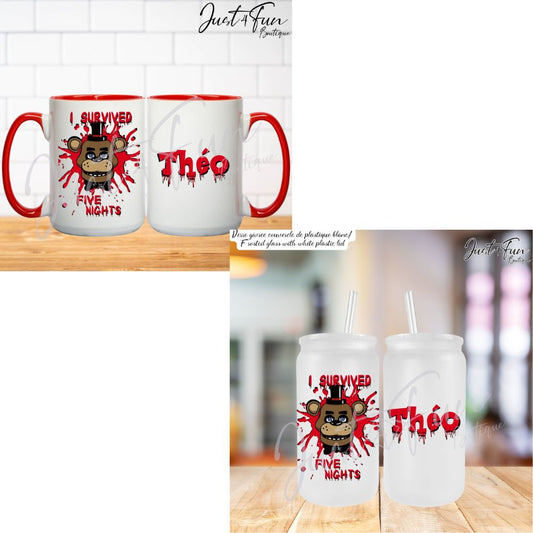 Customazible 5 Nights at Freddy's  16oz Iced Coffee Tumbler or 15oz Mug 