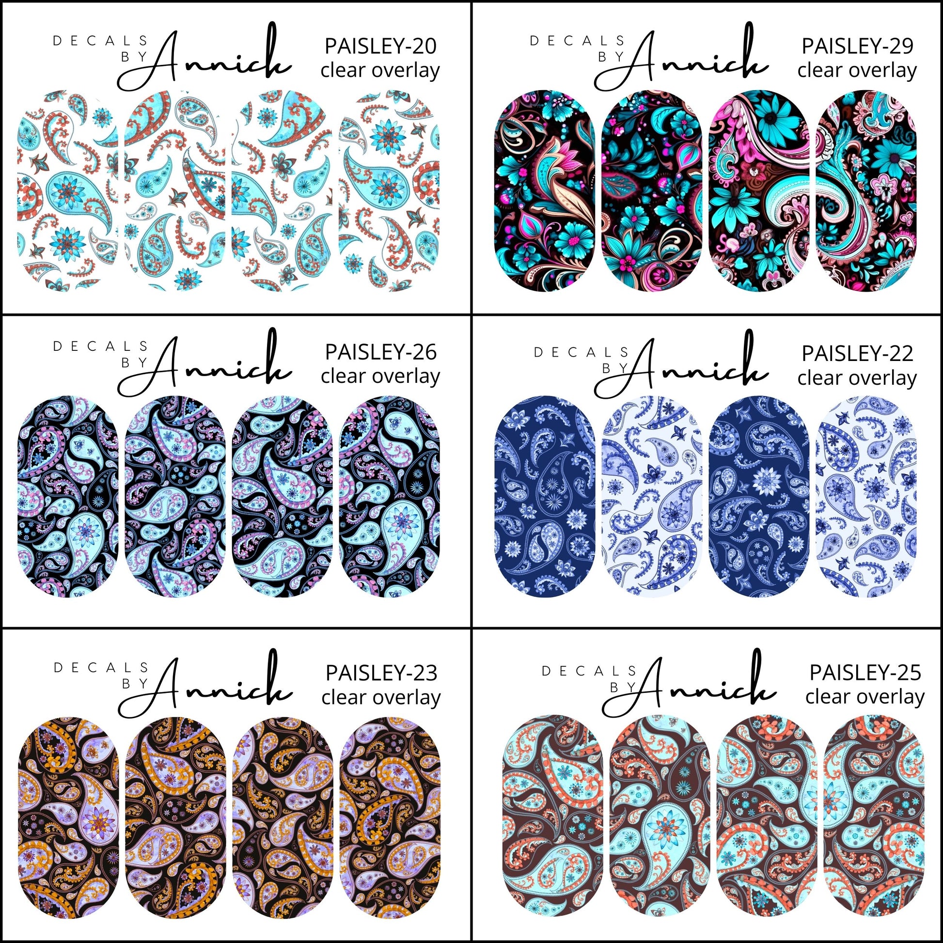 PAISLEY nails decals www.j4funboutique.com