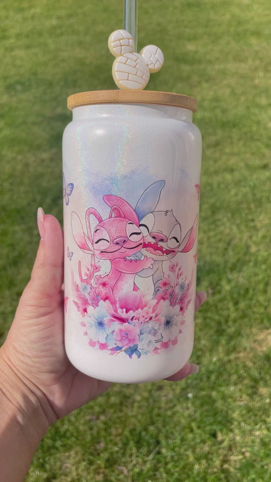  STITCH and ANGEL Libbey glass can, Iced coffee can
