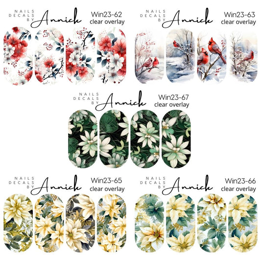 Christmas Winter flowers waterdecals for nails www.j4funboutique.com