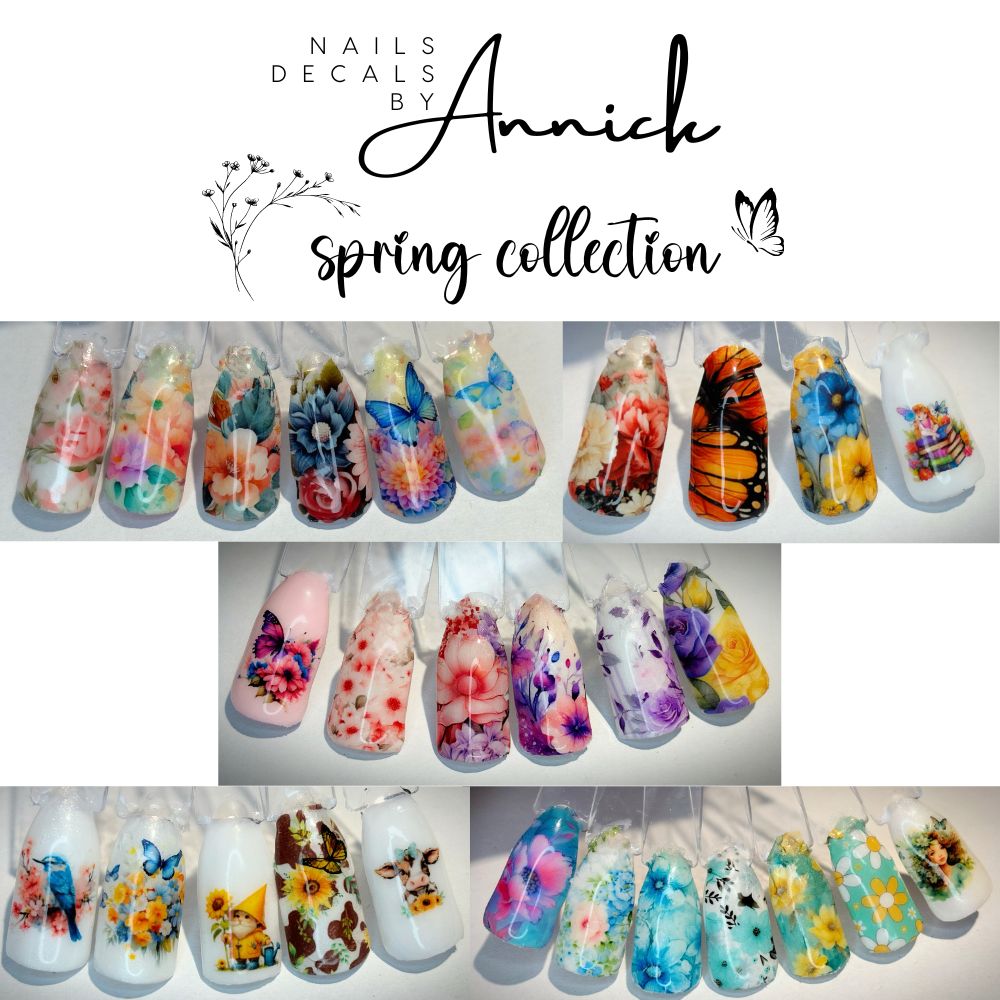 Cute birds and butterflies Spring flowers Water Transfer Nail Decals