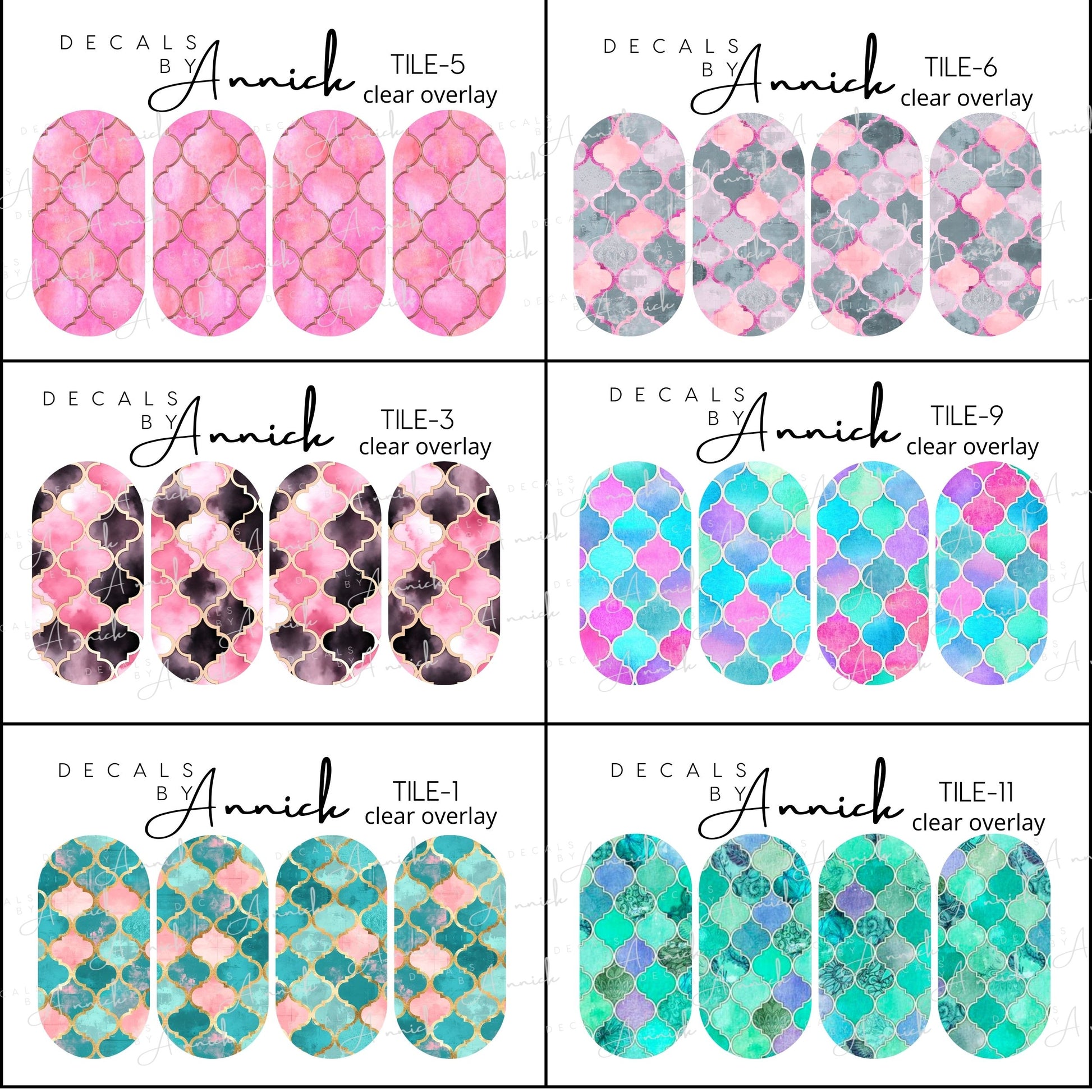 Maroccan tiles effect nails decals www.j4funboutique.com