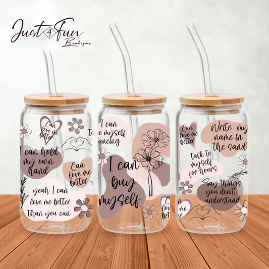 Flowers songs quotes iced coffee 16oz glass can 