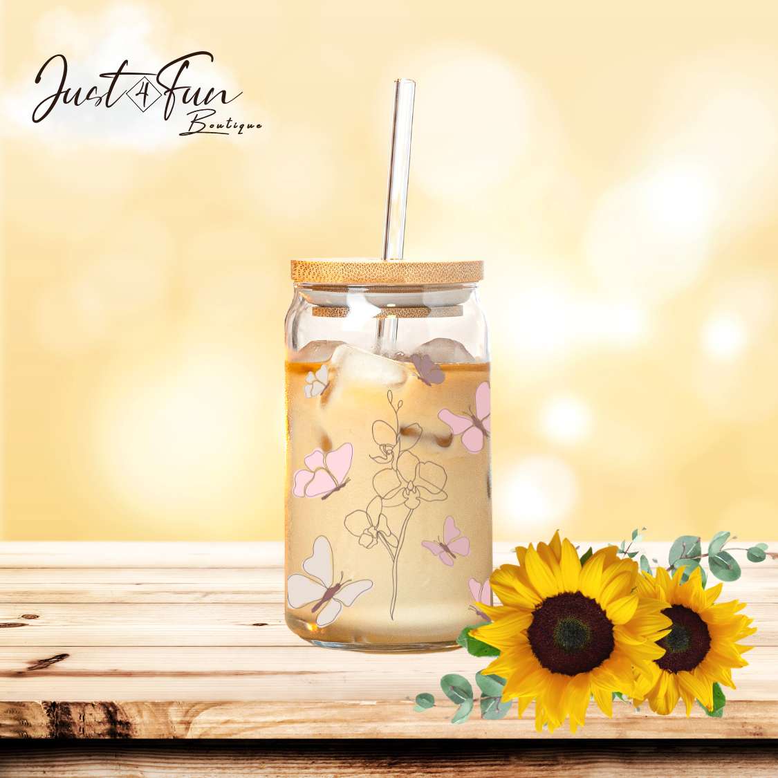 Verre/Gobelet à café glacé PAPILLON/Butterflies iced coffee cup Just4Fun Boutique