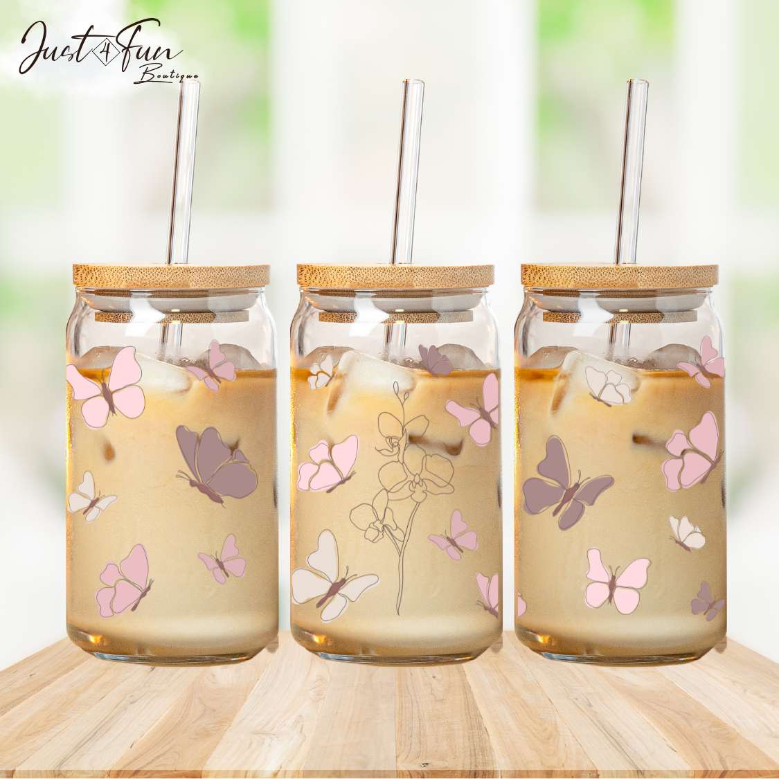 Verre/Gobelet à café glacé PAPILLON/Butterflies iced coffee cup Just4Fun Boutique