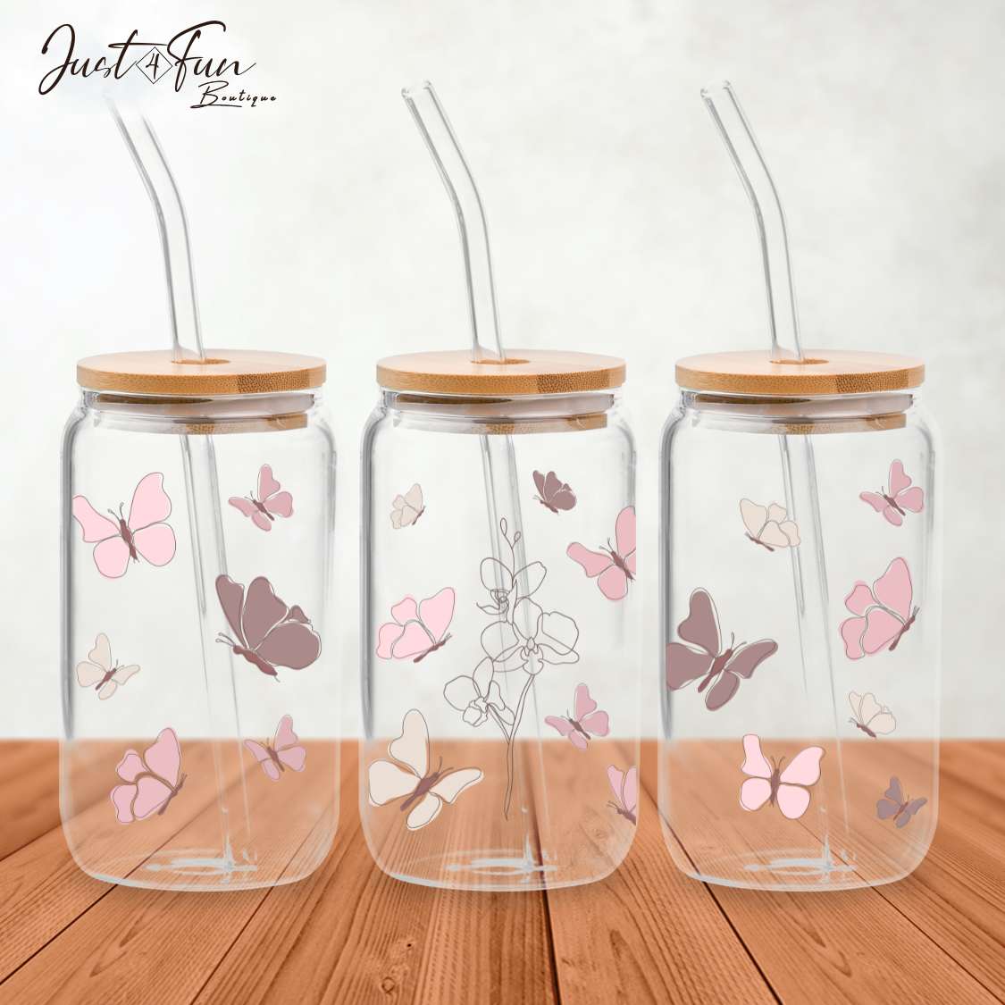 Verre/Gobelet à café glacé PAPILLON/Butterflies iced coffee cup Just4Fun Boutique