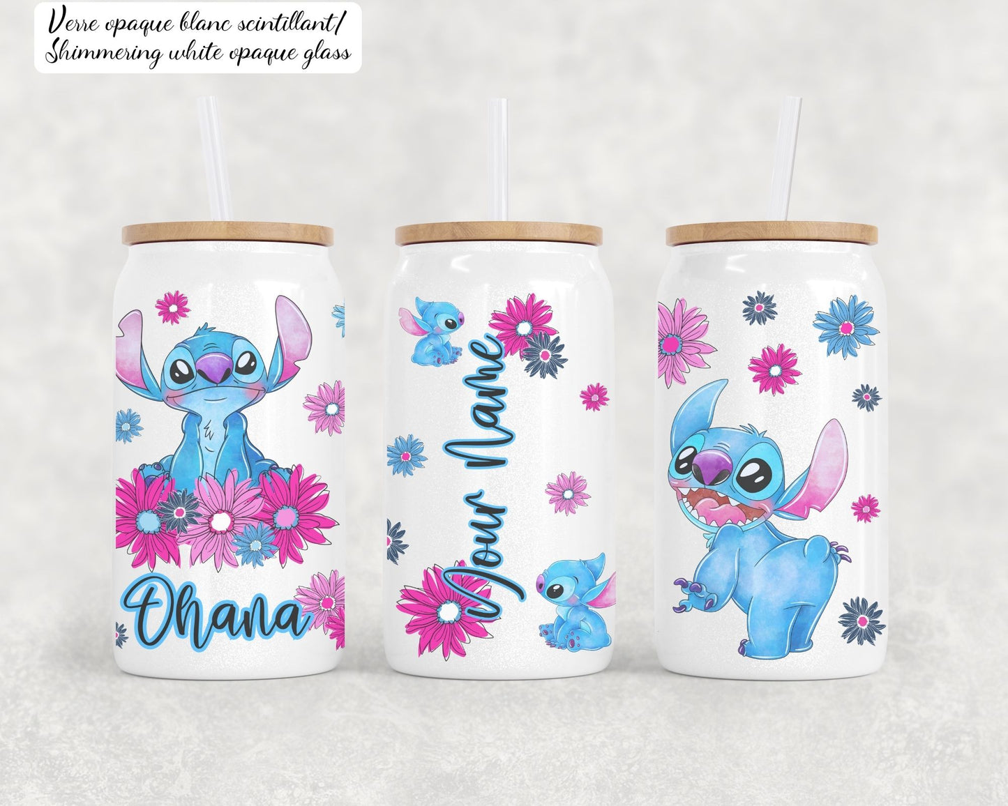  Custom STITCH Libbey glass can, Iced coffee can