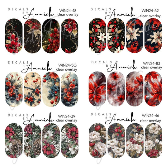 Winter/Christmas flowers nail decals www.j4funboutique.com