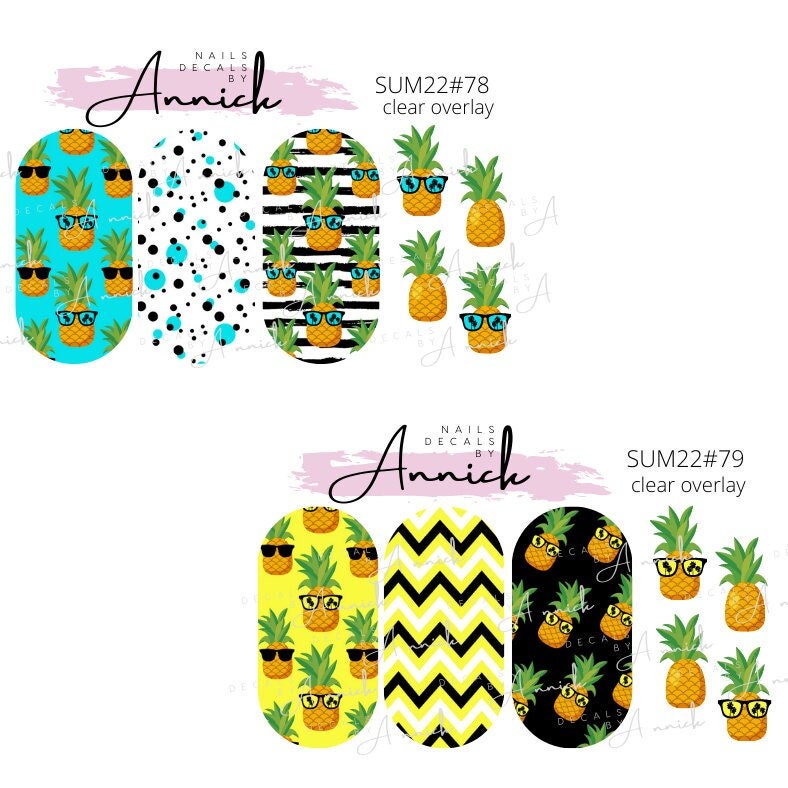  PINEAPPLES / Waterslide decals for nails summer PINEAPPLES